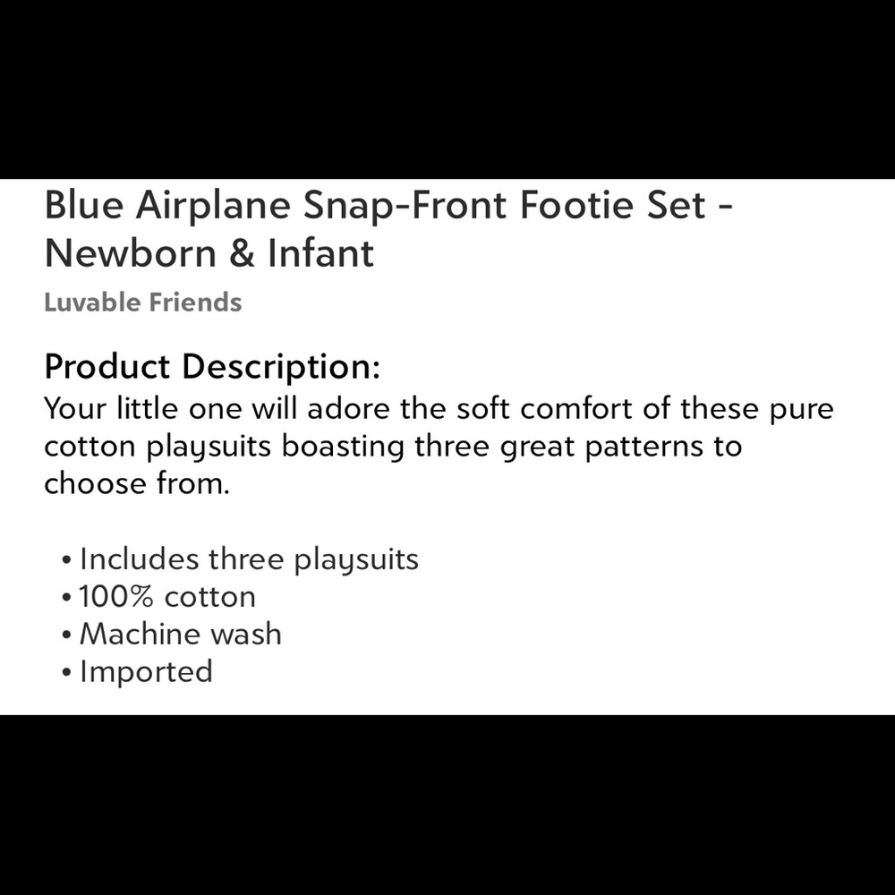 •Blue Airplane Snap Front Footies (Set of Three) - Picture 2 of 3